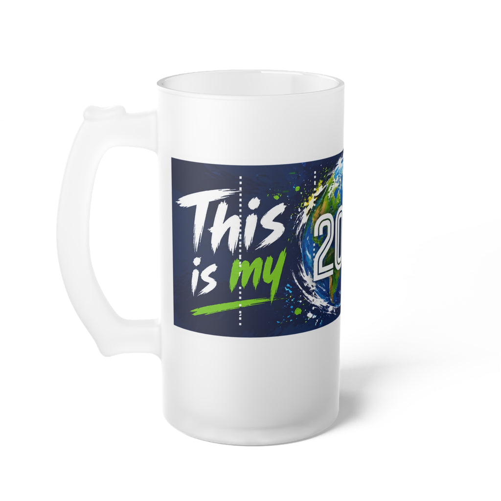2026 Earth Frosted Glass Beer Mug — "This Is My World Cup!" Celebration Pint