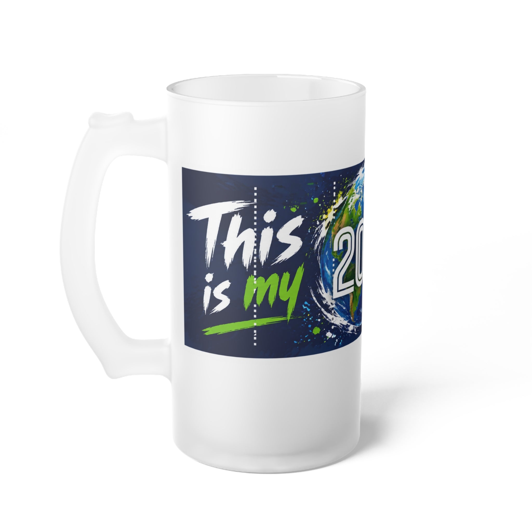 2026 Earth Frosted Glass Beer Mug — "This Is My World Cup!" Celebration Pint